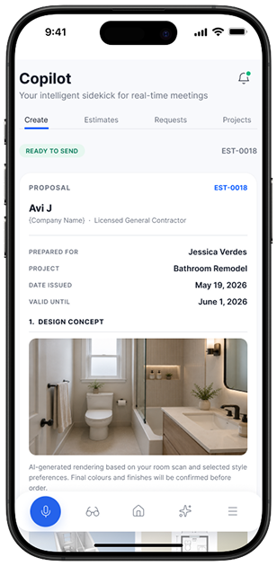 Priced estimate and proposal on the WeVisu mobile app